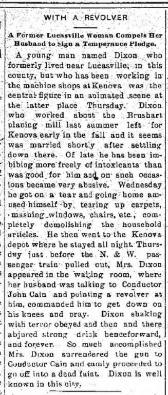 Former Lucasville Woman Compels Her Husband to Sign a Temperance Pledge