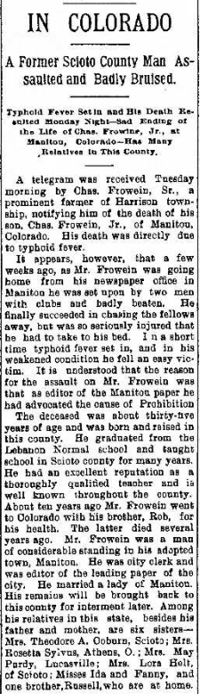 Charles Frowine Jr. Dies in Colorado