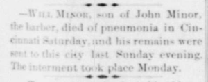 Will Minor Dies at Cincinnati