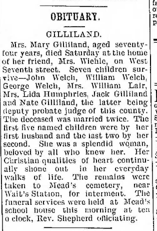 The Obituary of Mary Gilliland