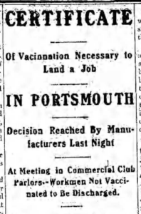 Certificate of Vaccination Necessary to Land a Job in Portsmouth