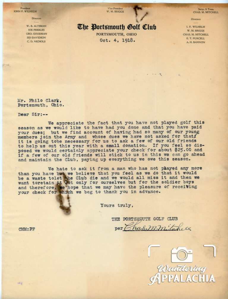 Ephemera Friday #23: A 1918 Letter from the Portsmouth Golf Club