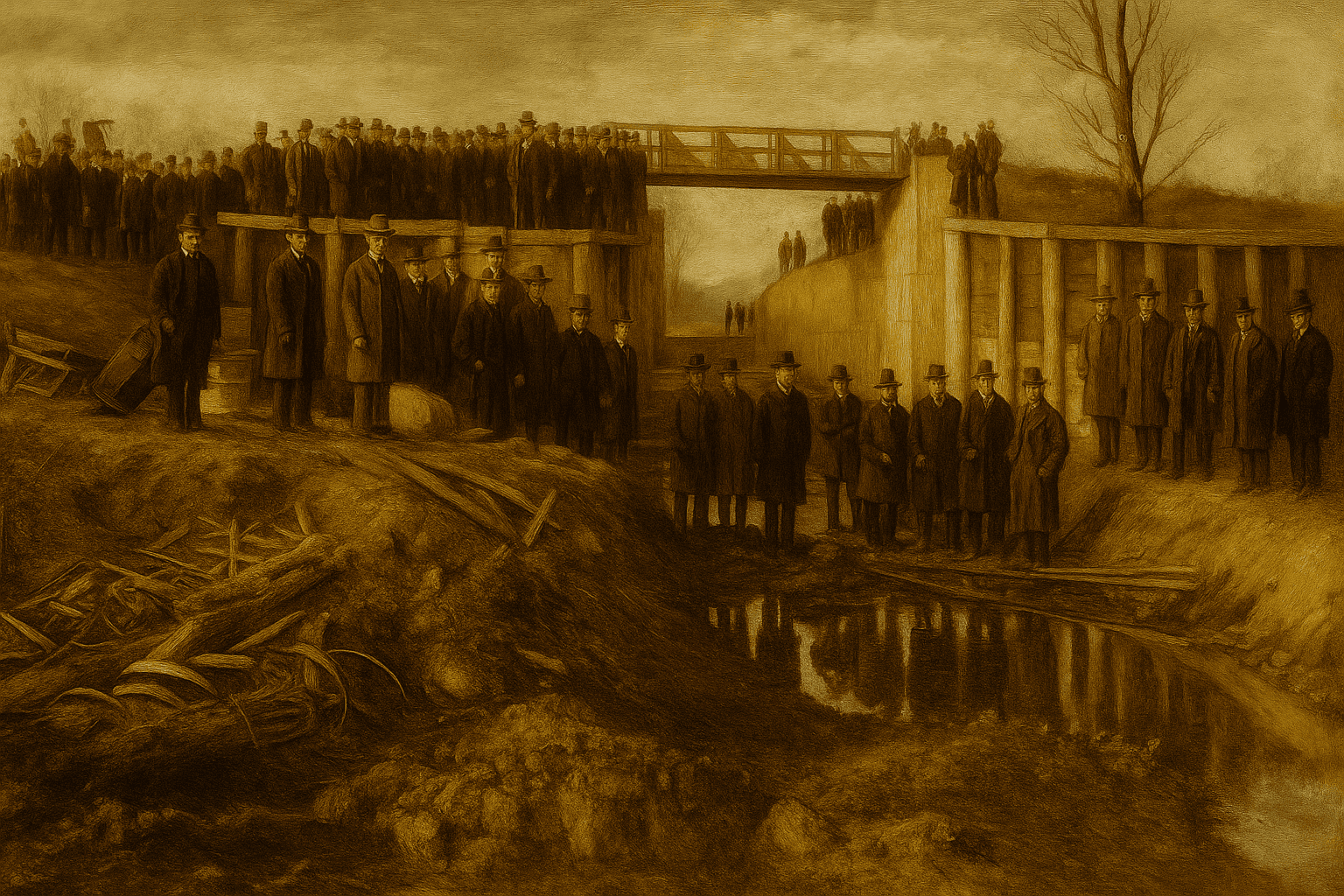 Ohio Canal Bridge Completed Near Suspension Bridge